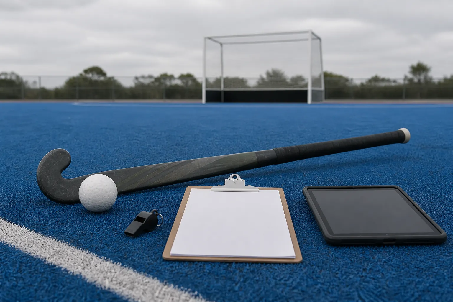 Competition documents and a tablet ready for a hockey rules check