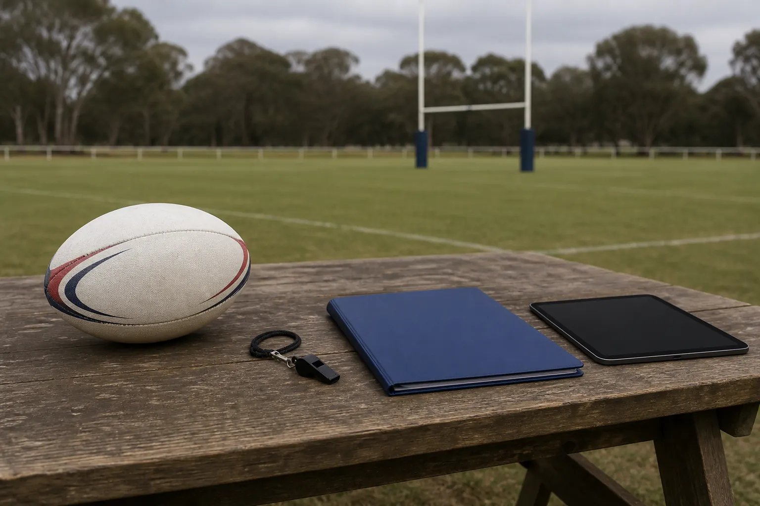 Competition documents and a tablet ready for a rugby union rules check